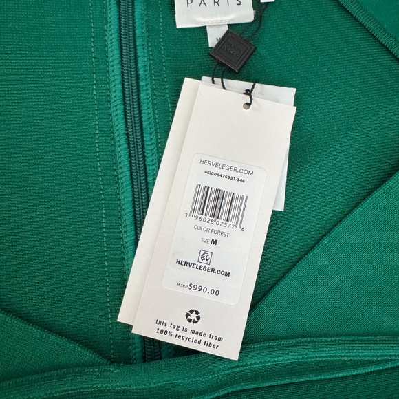 NWT Hervé Léger Green Caroline Dress, Size M (8-10) - Picture 4 of 8